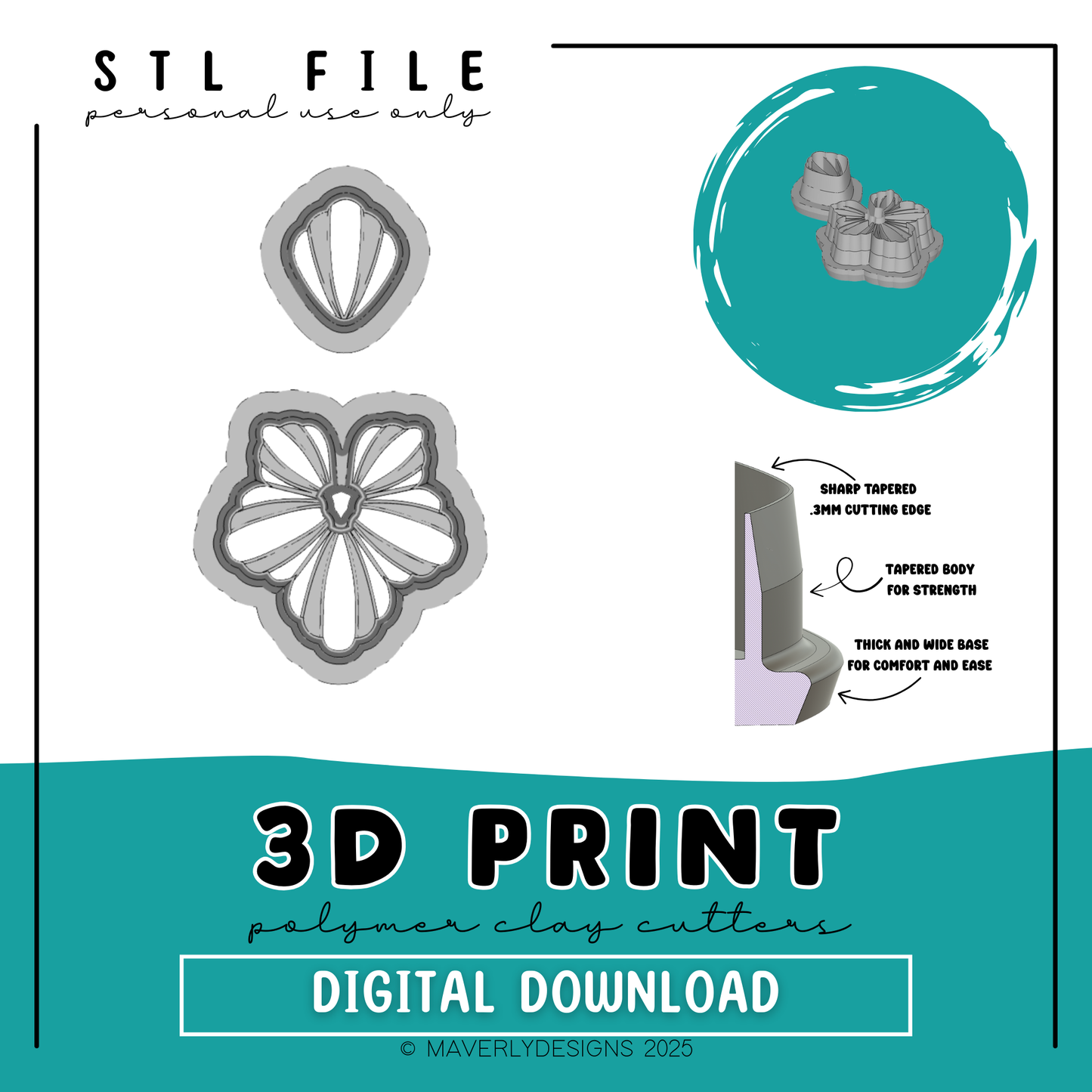 Novalyn - Digital Download - STL Polymer Clay Cutter - Print your own Clay Cutter