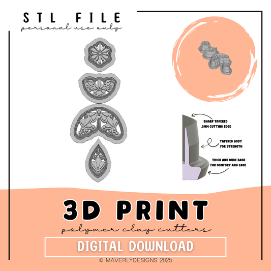 Ayanna - Digital Download - STL Polymer Clay Cutter - Print your own Clay Cutter