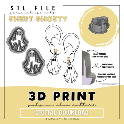 Sheet Ghosty - Digital Download - STL Polymer Clay Cutter - Print your own Clay Cutter