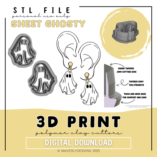 Sheet Ghosty - Digital Download - STL Polymer Clay Cutter - Print your own Clay Cutter