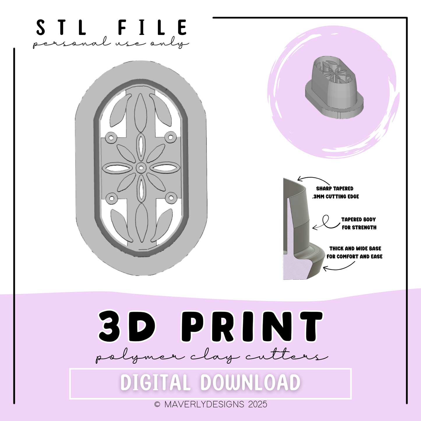 !Leighton Digital Download - STL Polymer Clay Cutter - Print your own Clay Cutter - February 2026