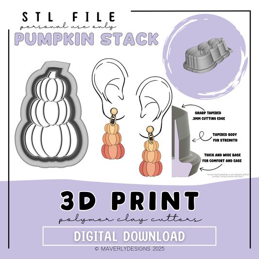 Pumpkin Stack - Digital Download - STL Polymer Clay Cutter - Print your own Clay Cutter