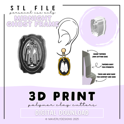 Midnight Ghost Frame  - Digital Download - STL Polymer Clay Cutter - Print your own Clay Cutter
