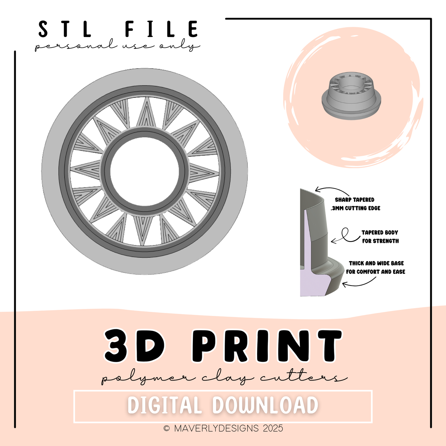 !Portia Digital Download - STL Polymer Clay Cutter - Print your own Clay Cutter - February 2026