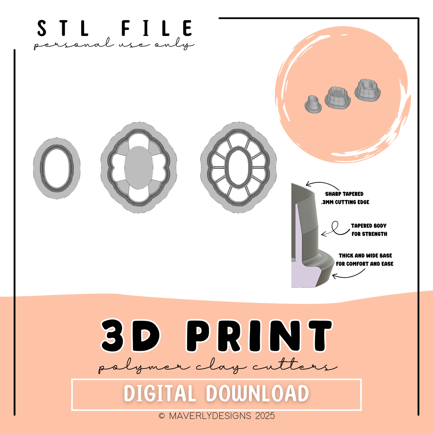 !Vintage Frame Trio C Digital Download - STL Polymer Clay Cutter - Print your own Clay Cutter - February 2026