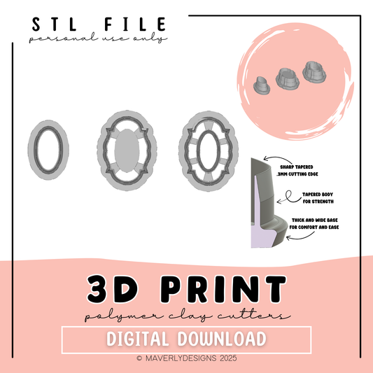 !Vintage Frame Trio D Digital Download - STL Polymer Clay Cutter - Print your own Clay Cutter - February 2026