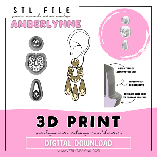 Amberlyne- Digital Download - STL Polymer Clay Cutter - Print your own Clay Cutter
