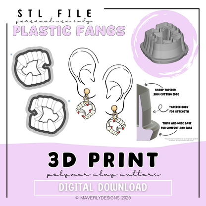 Plastic Fangs - Digital Download - STL Polymer Clay Cutter - Print your own Clay Cutter
