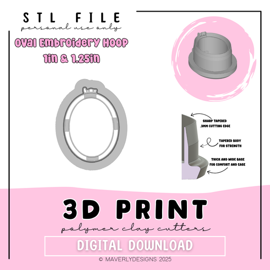 Oval Embroidery hoop - Digital Download - STL Polymer Clay Cutter - Print your own Clay Cutter - 2026