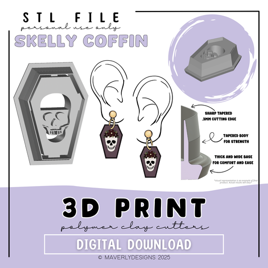 Coffin Skeleton - Digital Download - STL Polymer Clay Cutter - Print your own Clay Cutter