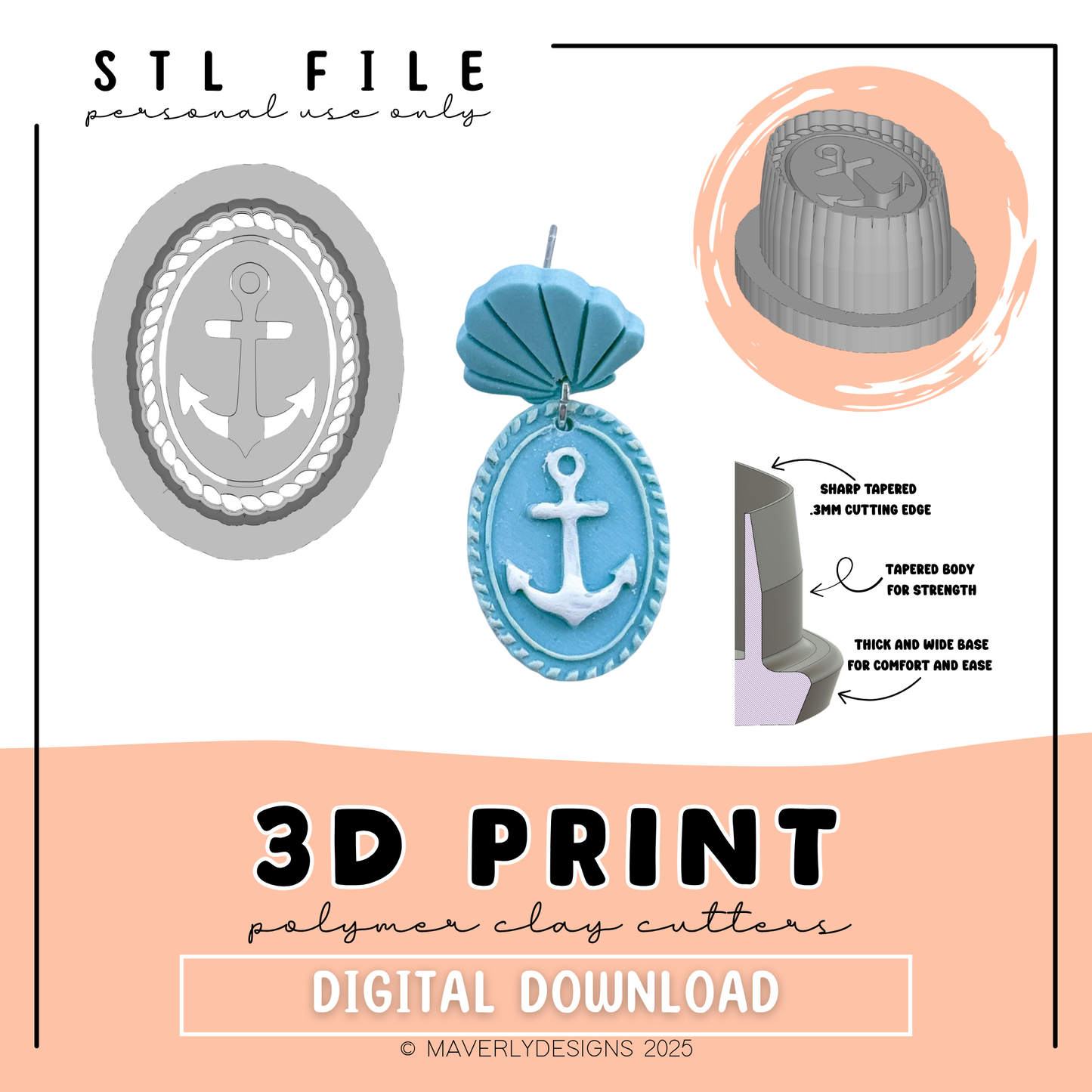 Anchor Imprint Frame Digital Download - STL Polymer Clay Cutter - Print your own Clay Cutter - 2026