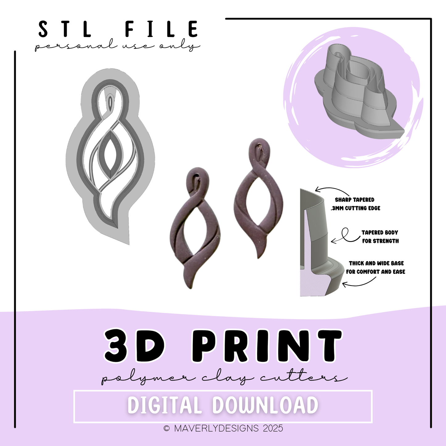 Helena Swirl Window - Digital Download - STL Polymer Clay Cutter - Print your own Clay Cutter - 2026