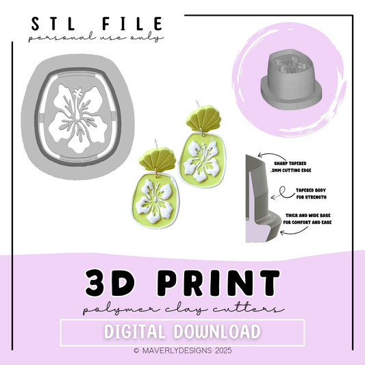 Hibiscus Imprint - Digital Download - STL Polymer Clay Cutter - Print your own Clay Cutter - 2026