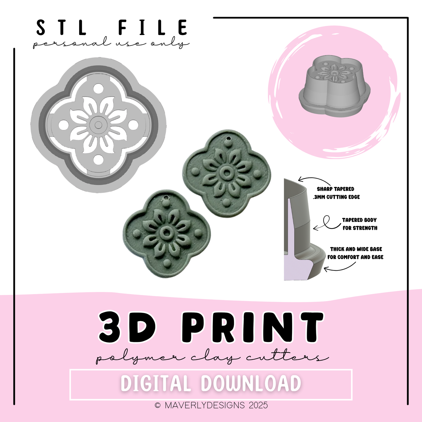 Jolie Imprint - Digital Download - STL Polymer Clay Cutter - Print your own Clay Cutter - 2026