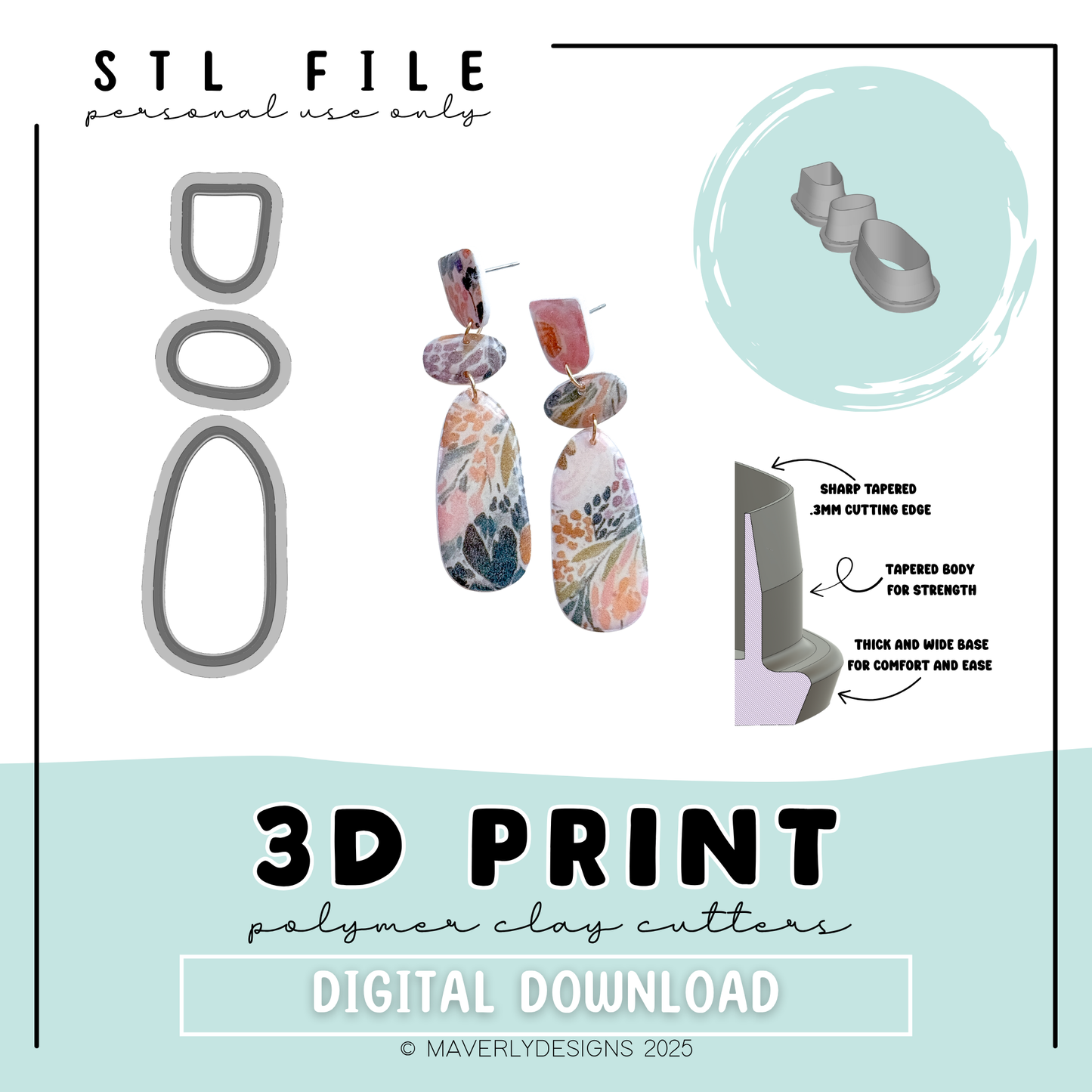 Manon Set - Digital Download - STL Polymer Clay Cutter - Print your own Clay Cutter - 2026