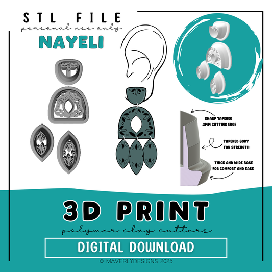 Nayeli Imprint Set - Digital Download - STL Polymer Clay Cutter - Print your own Clay Cutter