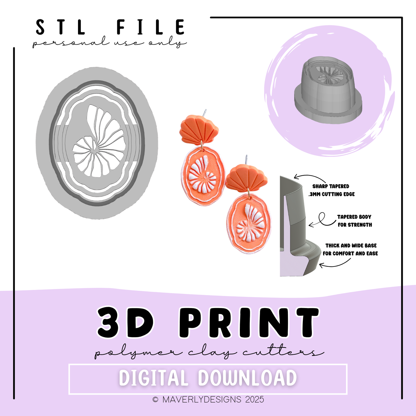 Spiral Shell Frame - Digital Download - STL Polymer Clay Cutter - Print your own Clay Cutter - 2026
