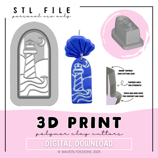 Lighthouse Landscape - Digital Download - STL Polymer Clay Cutter - Print your own Clay Cutter - 2026