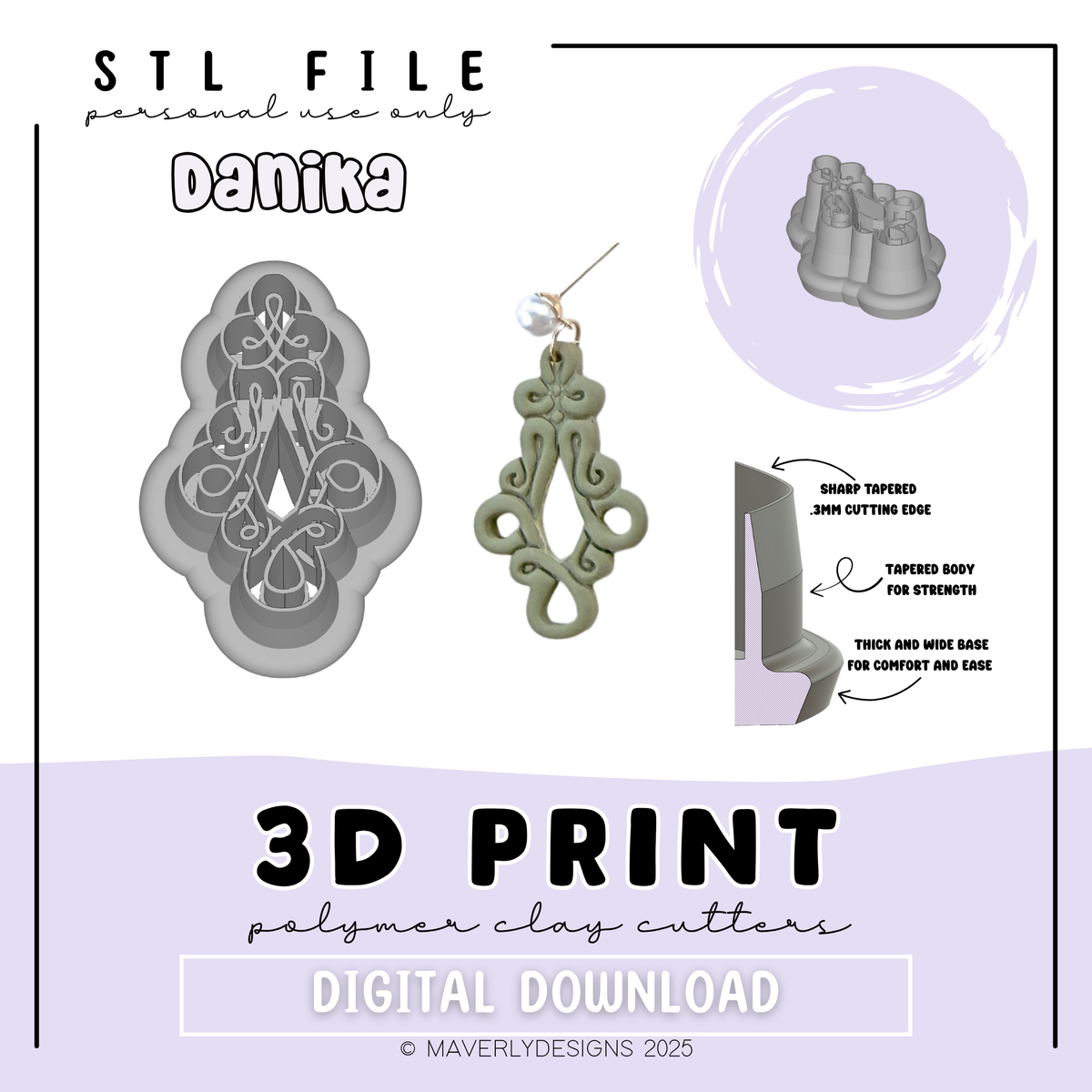 !Danika - Digital Download - STL Polymer Clay Cutter - Print your own Clay Cutter - 2026