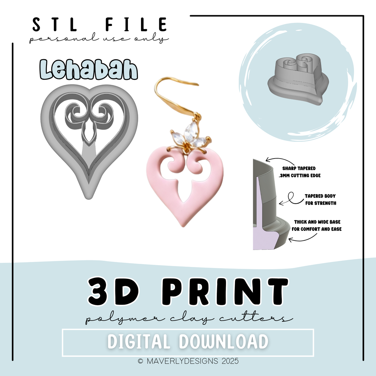 !Lehabah - Digital Download - STL Polymer Clay Cutter - Print your own Clay Cutter - 2026