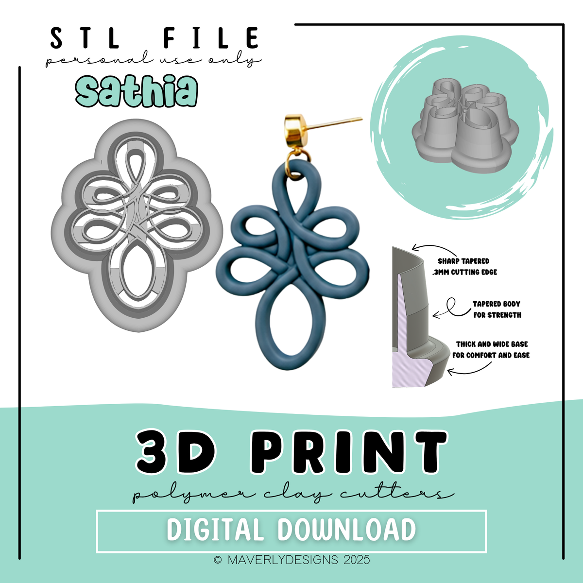 !Sathia - Digital Download - STL Polymer Clay Cutter - Print your own Clay Cutter - 2026
