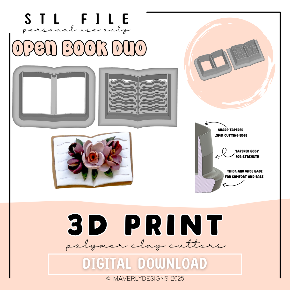 !Open Book Duo - Digital Download - STL Polymer Clay Cutter - Print your own Clay Cutter - 2026