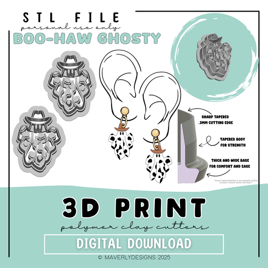 Boo-Haw Ghost - Digital Download - STL Polymer Clay Cutter - Print your own Clay Cutter
