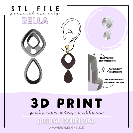 Bella Window Duo - Digital Download - STL Polymer Clay Cutter - Print your own Clay Cutter
