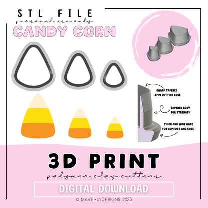 Candy Corn Shape Full Set - Digital Download - STL Polymer Clay Cutter - Print your own Clay Cutter