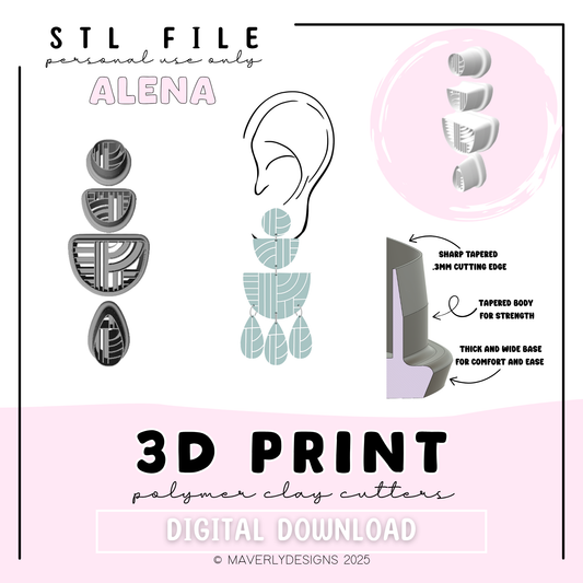Alena Imprint Set- Digital Download - STL Polymer Clay Cutter - Print your own Clay Cutter