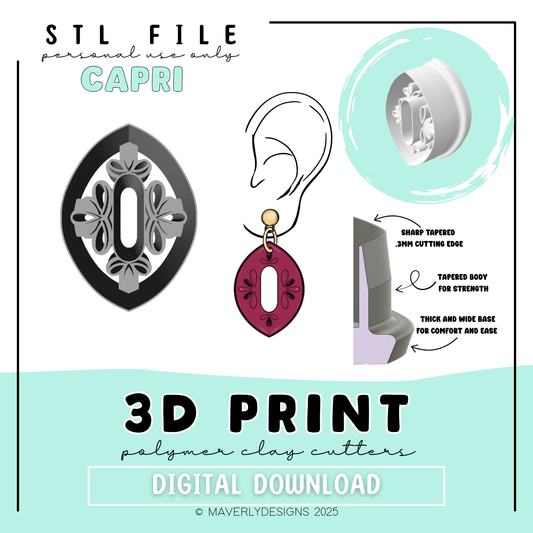 Capri Imprint Window - Digital Download - STL Polymer Clay Cutter - Print your own Clay Cutter