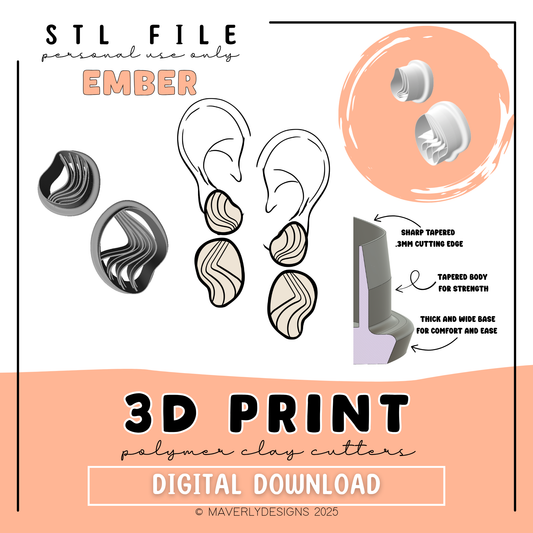Ember Imprint Duo- Digital Download - STL Polymer Clay Cutter - Print your own Clay Cutter