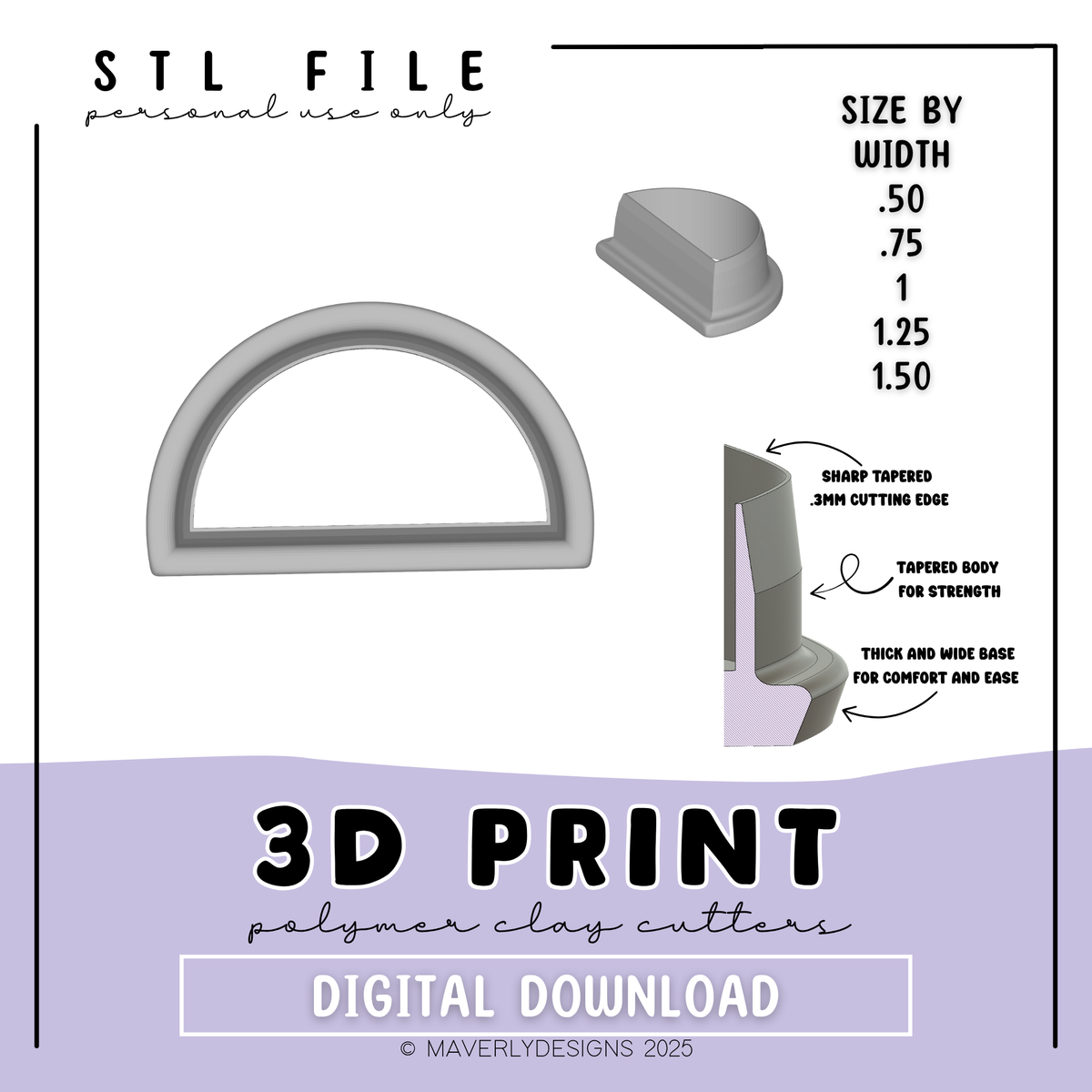 !Half Circle Basic Set - Digital Download - STL Polymer Clay Cutter - Print your own Clay Cutter - 2026