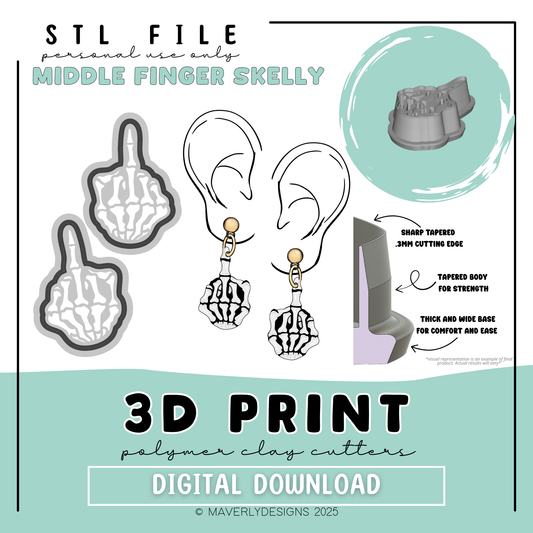 Middle Finger Ghost - Digital Download - STL Polymer Clay Cutter - Print your own Clay Cutter