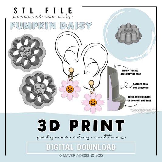 Daisy Pumpkin - Digital Download - STL Polymer Clay Cutter - Print your own Clay Cutter