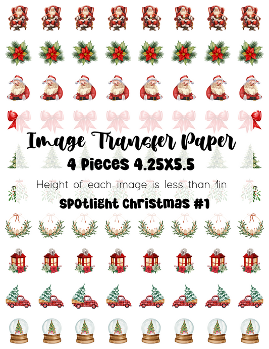 Spotlight Transfer Paper Christmas #1 - 4 Pages - One 8.5x11 cut in Quarters