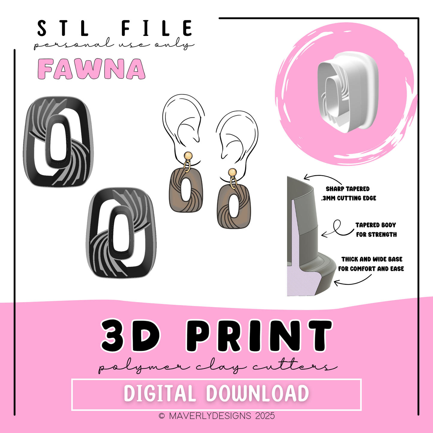 Fawna Imprint Window - Digital Download - STL Polymer Clay Cutter - Print your own Clay Cutter