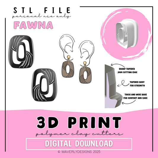 Fawna Imprint Window - Digital Download - STL Polymer Clay Cutter - Print your own Clay Cutter