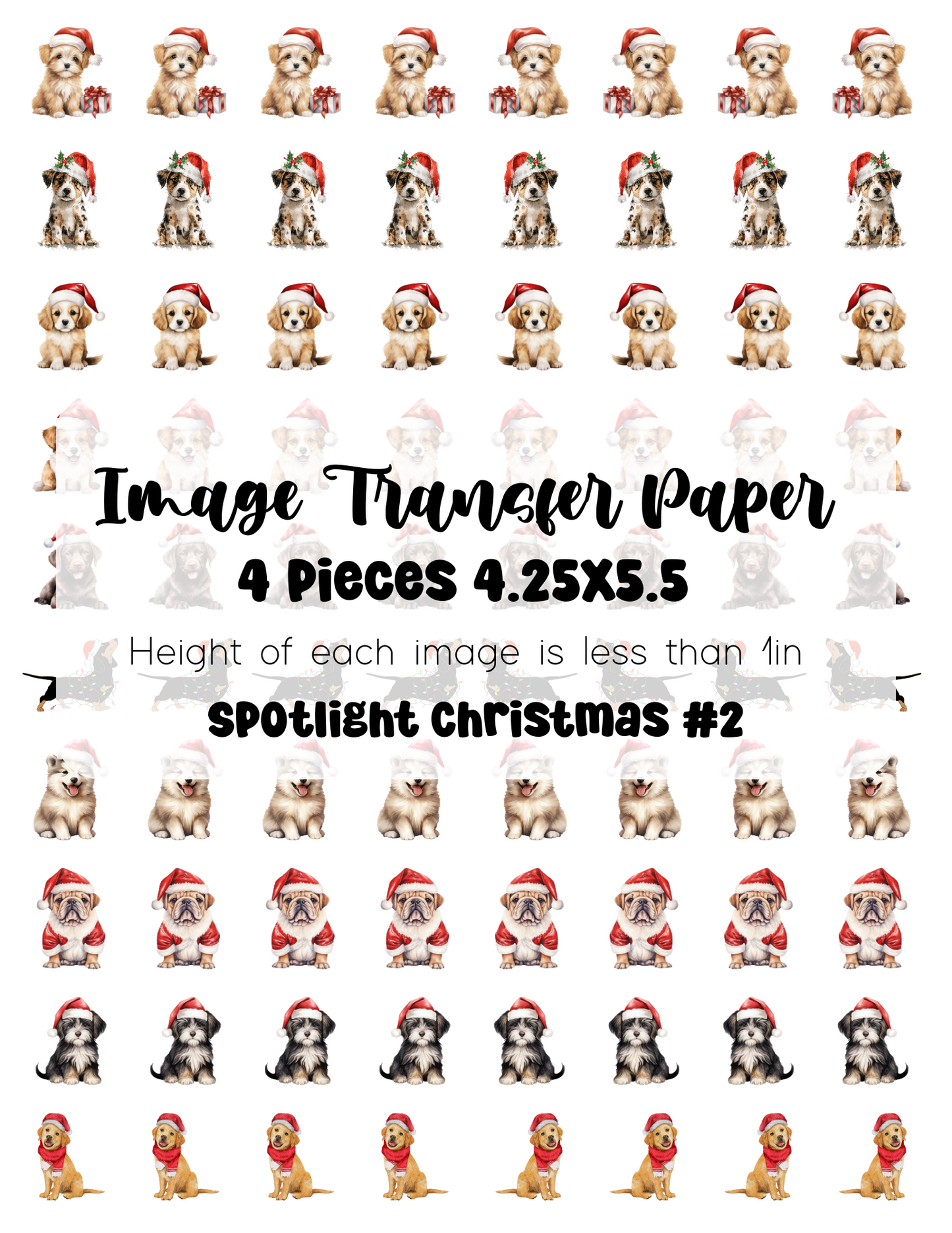 Spotlight Transfer Paper Christmas #2 - 4 Pages - One 8.5x11 cut in Quarters