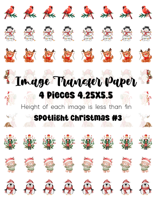Spotlight Transfer Paper Christmas #3 - 4 Pages - One 8.5x11 cut in Quarters