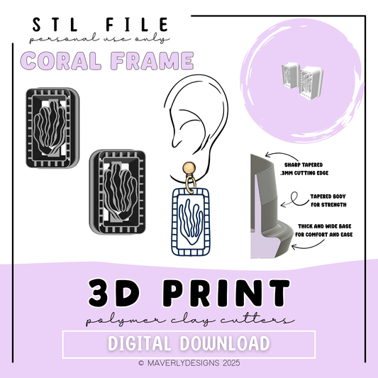 Coral Frame - Digital Download - STL Polymer Clay Cutter - Print your own Clay Cutter