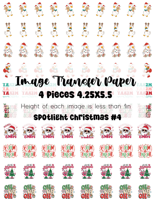 Spotlight Transfer Paper Christmas #4 - 4 Pages - One 8.5x11 cut in Quarters