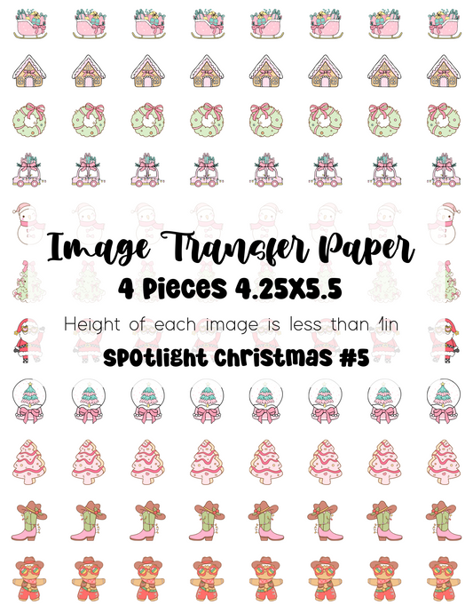 Spotlight Transfer Paper Christmas #5 - 4 Pages - One 8.5x11 cut in Quarters