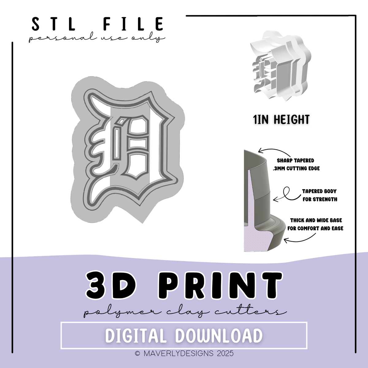 !Detroit D Cut Out - Digital Download - STL Polymer Clay Cutter - Print your own Clay Cutter - 2026