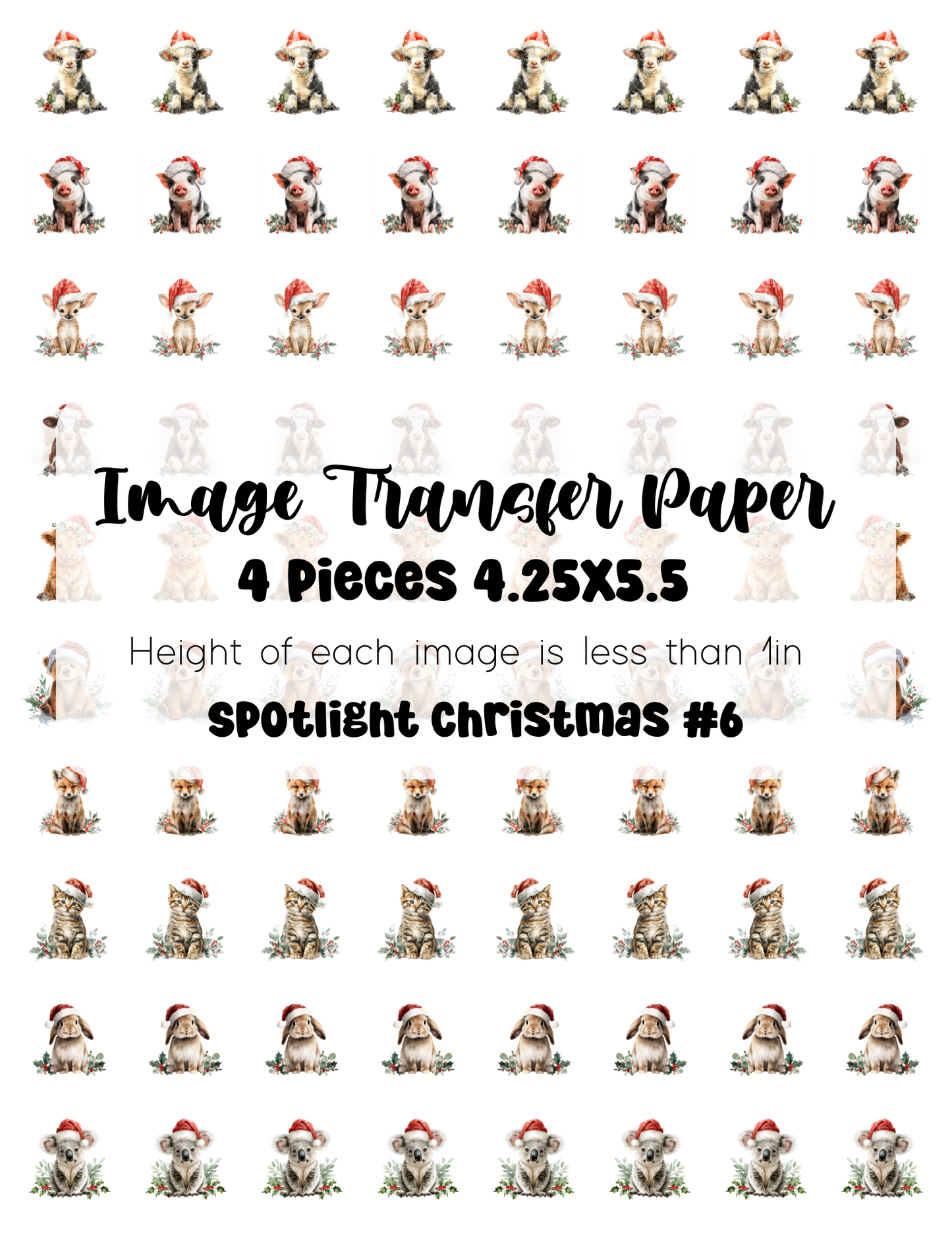 Spotlight Transfer Paper Christmas #6 - 4 Pages - One 8.5x11 cut in Quarters
