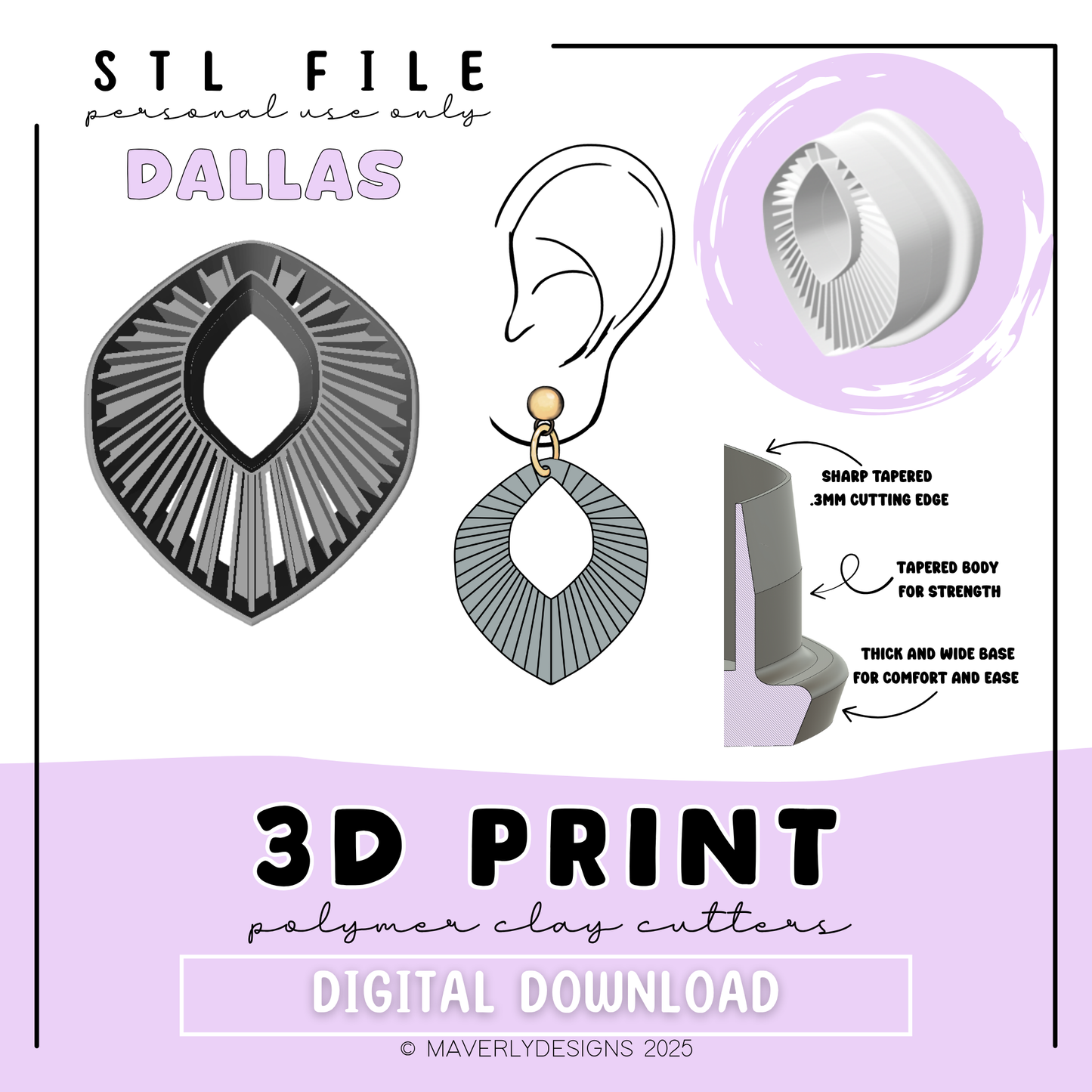 Dallas Imprint Window - Digital Download - STL Polymer Clay Cutter - Print your own Clay Cutter