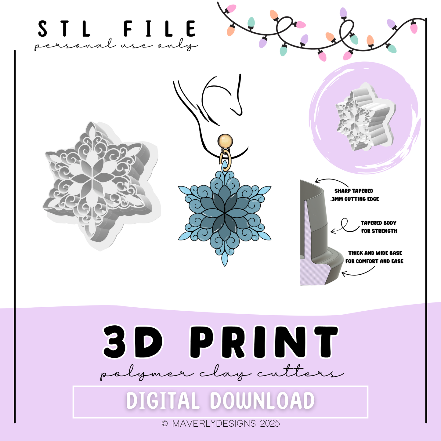 Fancy Imprint - Digital Download - STL Polymer Clay Cutter - Print your own Clay Cutter