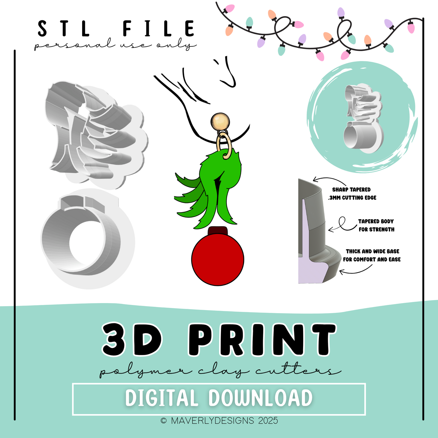 Green Pinch and Bulb - Digital Download - STL Polymer Clay Cutter - Print your own Clay Cutter