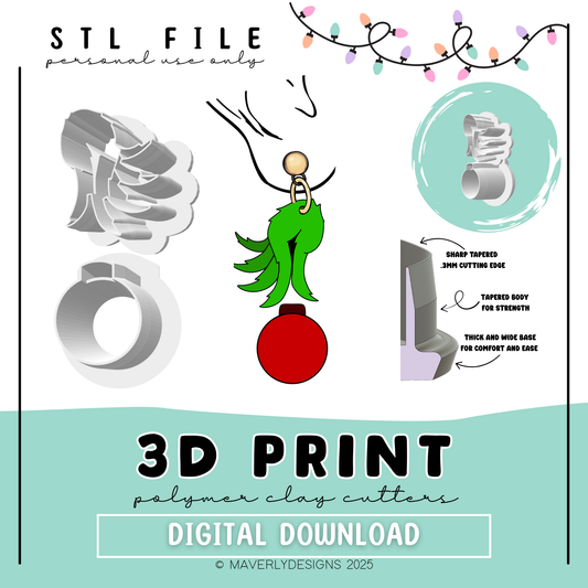Green Pinch and Bulb - Digital Download - STL Polymer Clay Cutter - Print your own Clay Cutter