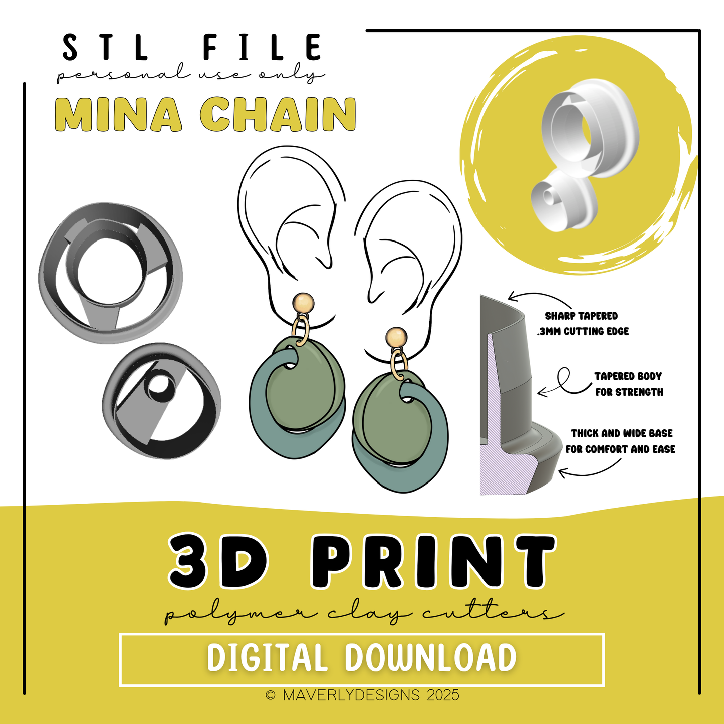 Mina Chain Set - Digital Download - STL Polymer Clay Cutter - Print your own Clay Cutter